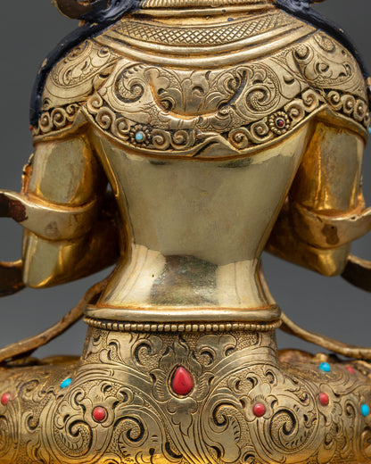 Vajradhara Buddha Statue | 24K Gold Copper Buddhist Sculpture