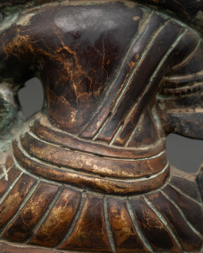 Antique Finished Black Dzambhala Statue | Wrathful Guardian of Abundance