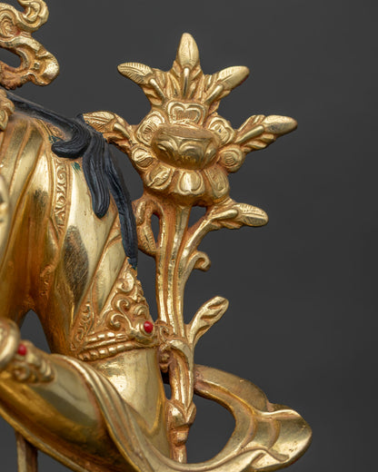 White Tara Statue | 24K Gold Fire Gilded Buddhist Artwork
