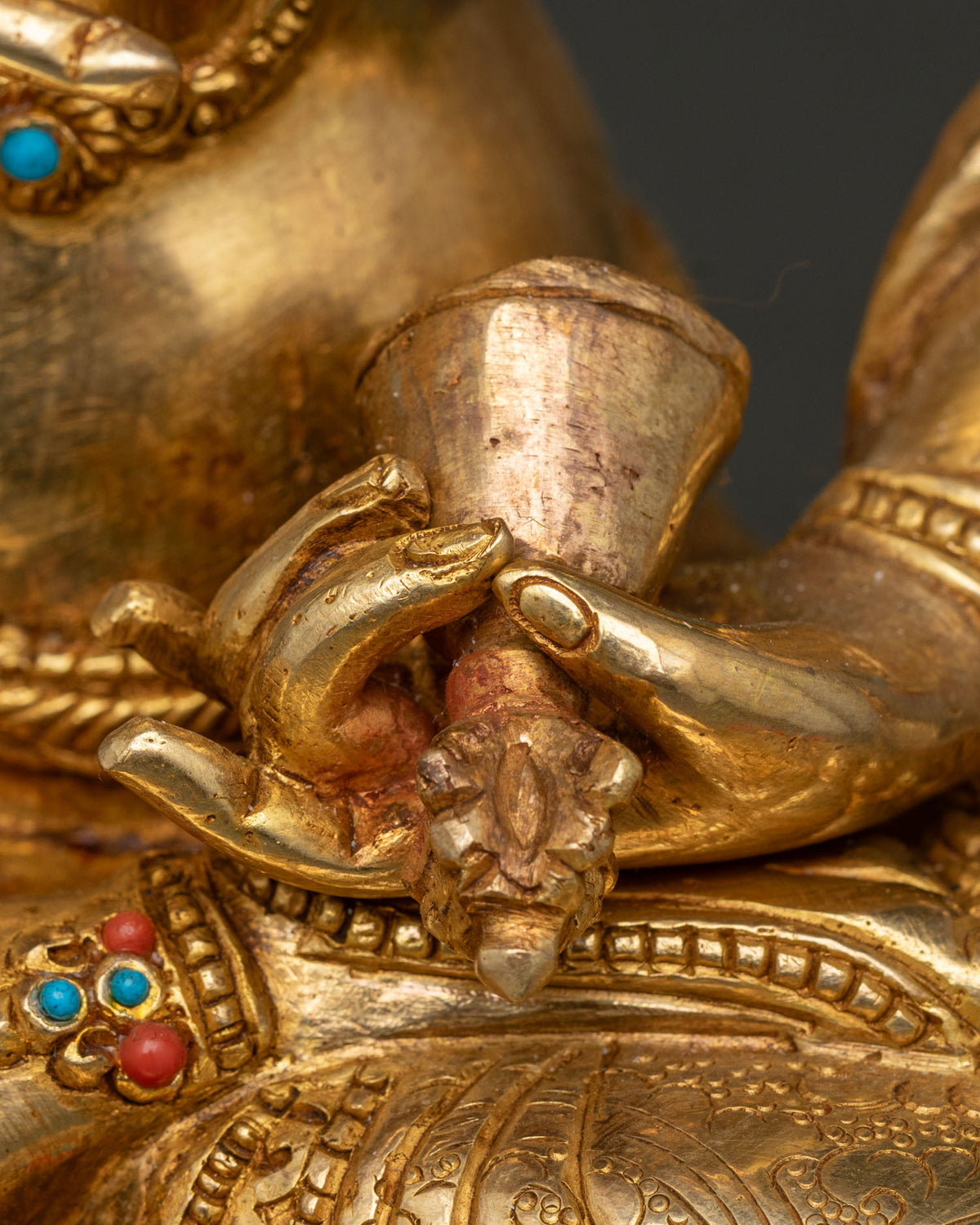 Nepalese Dorje Sempa Sculpture | 24K Gold Fire-Gilded Copper Figurine