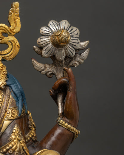 Oxidized Chenrezig Statue - Spiritual Home and Altar Decor