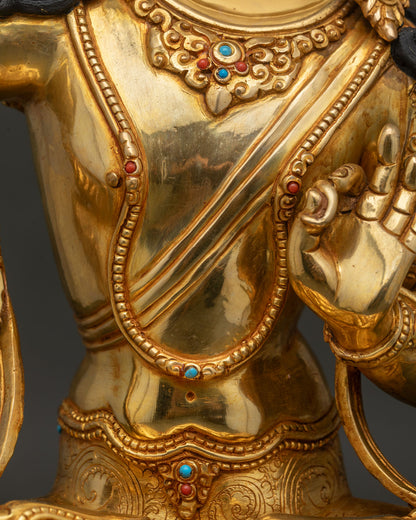 Bodhisattva Manjushri Statue | 24K Gold Fire-Gilded Buddhist Artwork