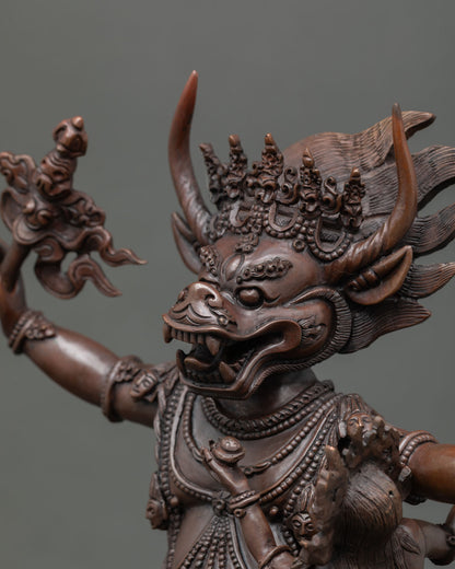 Handmade Yamantaka Statue | Oxidized Copper Buddhist Artwork
