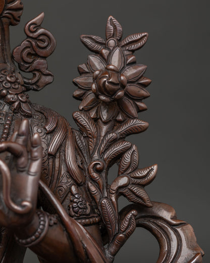 Oxidized Green Tara Statue | Sacred Buddhist Deity of Compassion