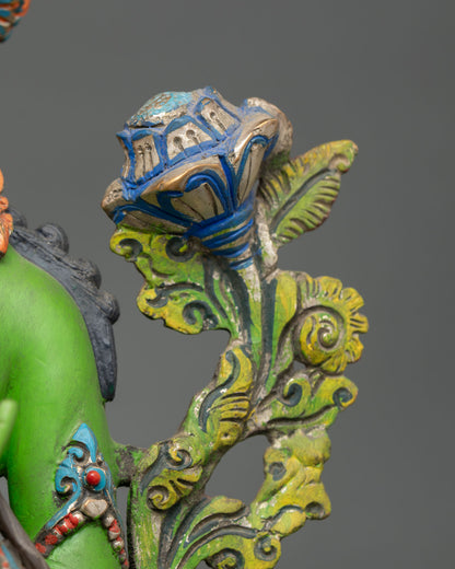Green Tara Statue | Hand-Painted Buddhist Goddess Artwork