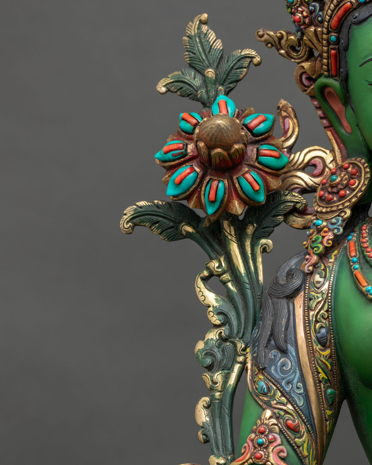Vibrant Green Tara Sculpture – Handcrafted Nepali Buddhist Art