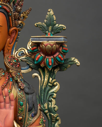 Traditional Manjushri Sculpture for Meditation | Colorful Buddhist Art