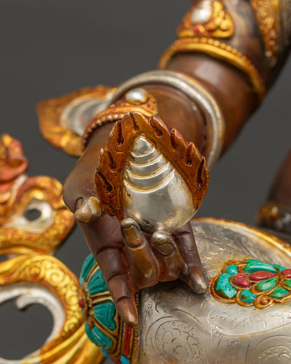 Oxidized Dzambhala Statue – Buddhist Wealth & Prosperity Deity Figurine