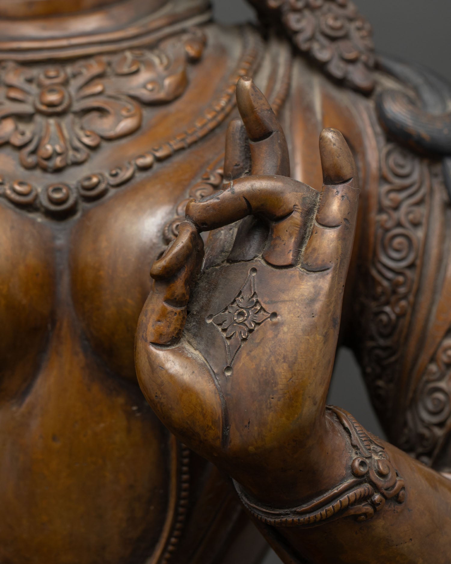 Traditional Green Tara Statue | Chemically Oxidized Copper Sculpture