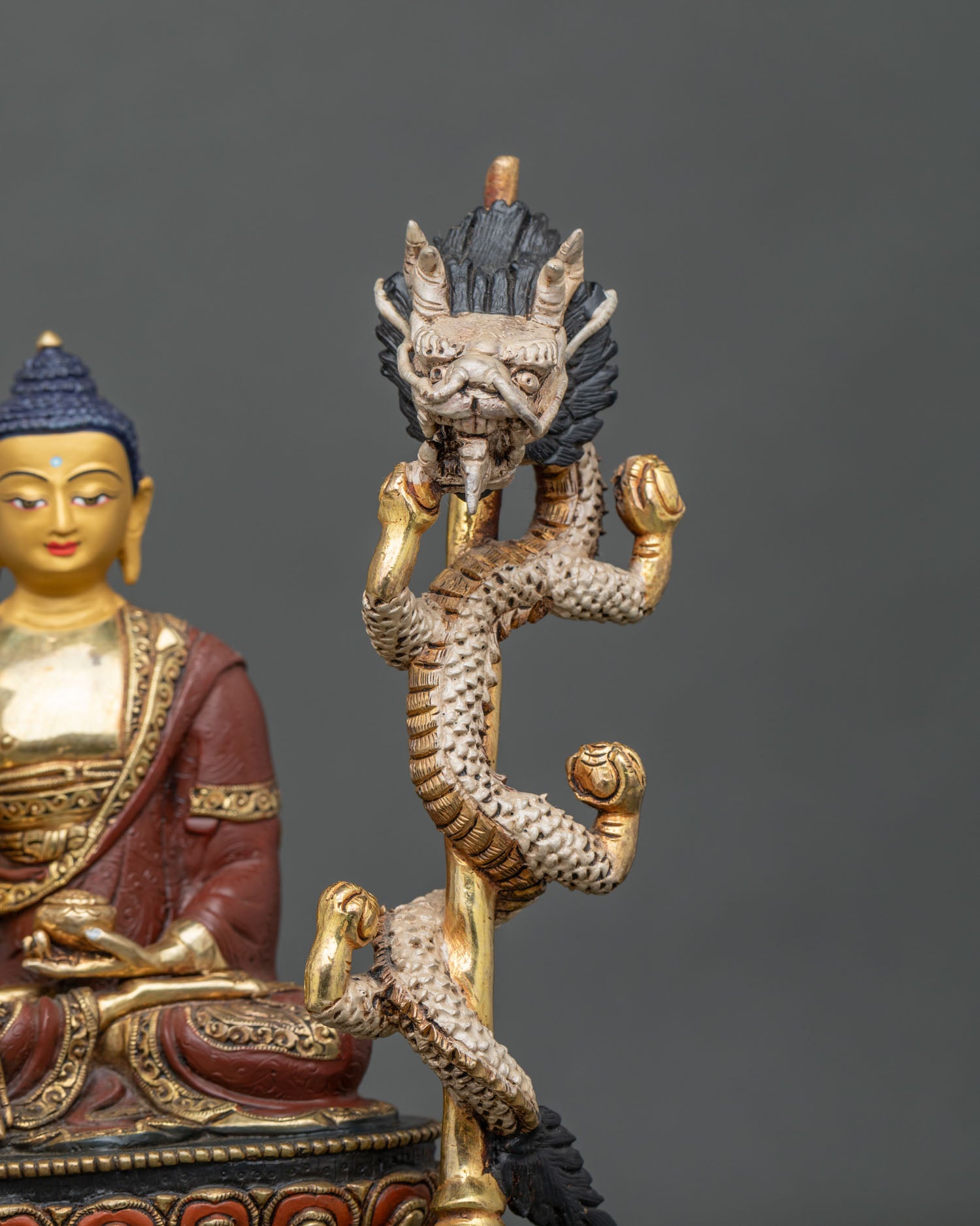Medicine Buddha Statue With Throne & Five Dhyani Buddhas