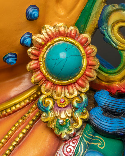 32" Yellow Dzambhala Statue | Exceptional Buddhist Nepali Artwork