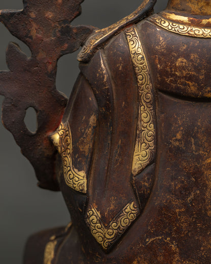 Antique Finished Tsongkhapa Statue | Sacred Tibetan Lama Sculpture