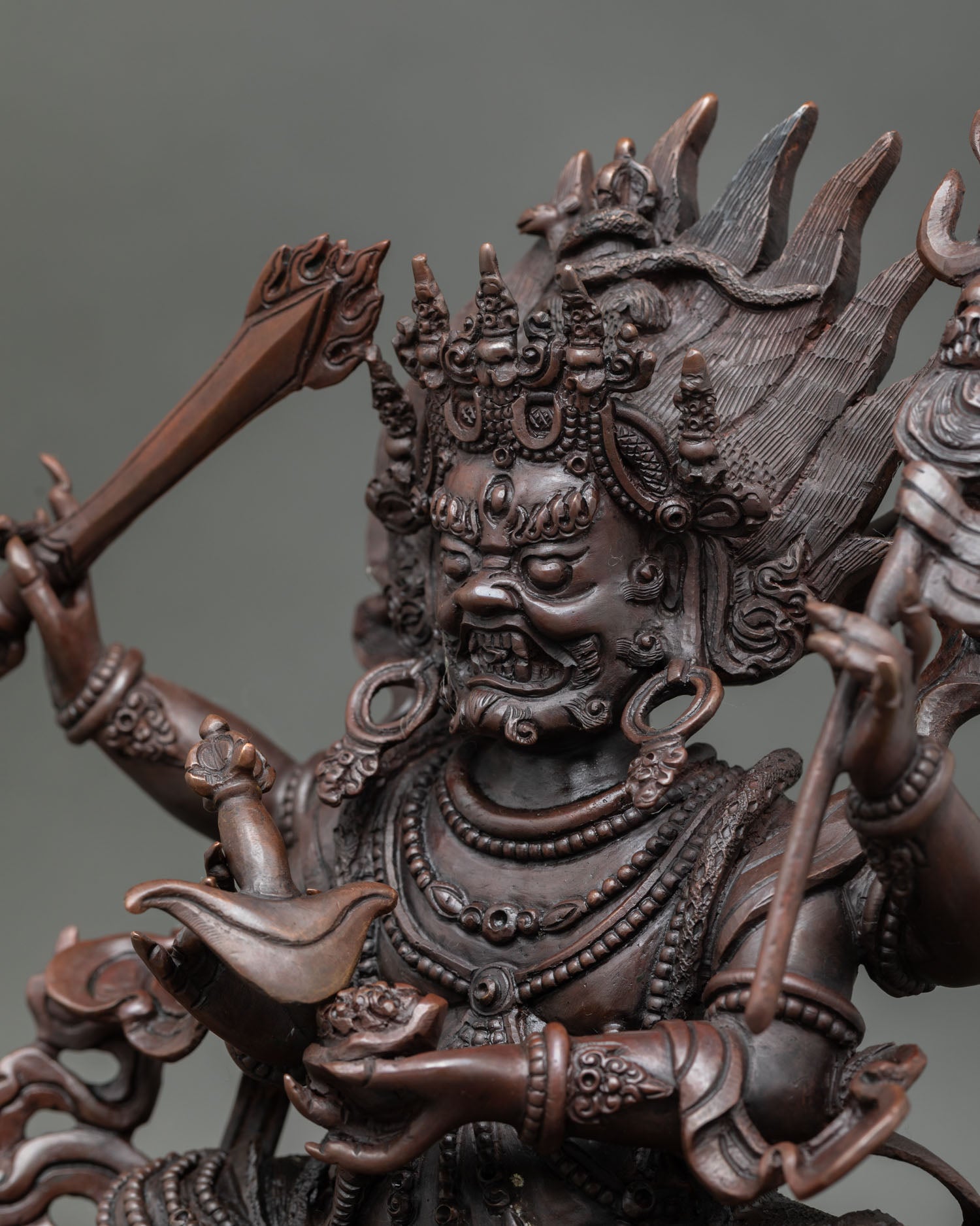 Four Armed Mahakala | Hand-Carved Nepalese Sacred Art