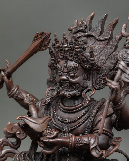 Four Armed Mahakala | Hand-Carved Nepalese Sacred Art