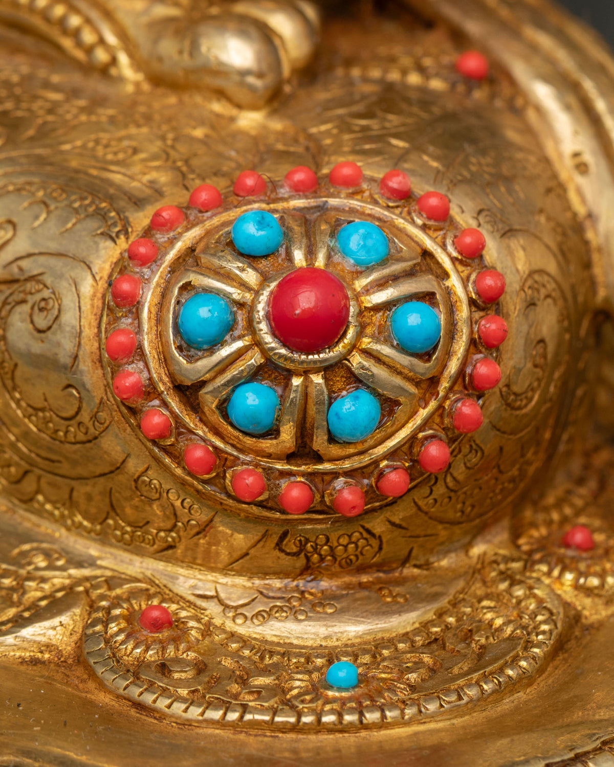 Nepalese Dorje Sempa Sculpture | 24K Gold Fire-Gilded Copper Figurine