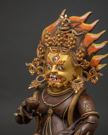 Large Black Dzambhala Statue | Vajrayana Guardian of Prosperity