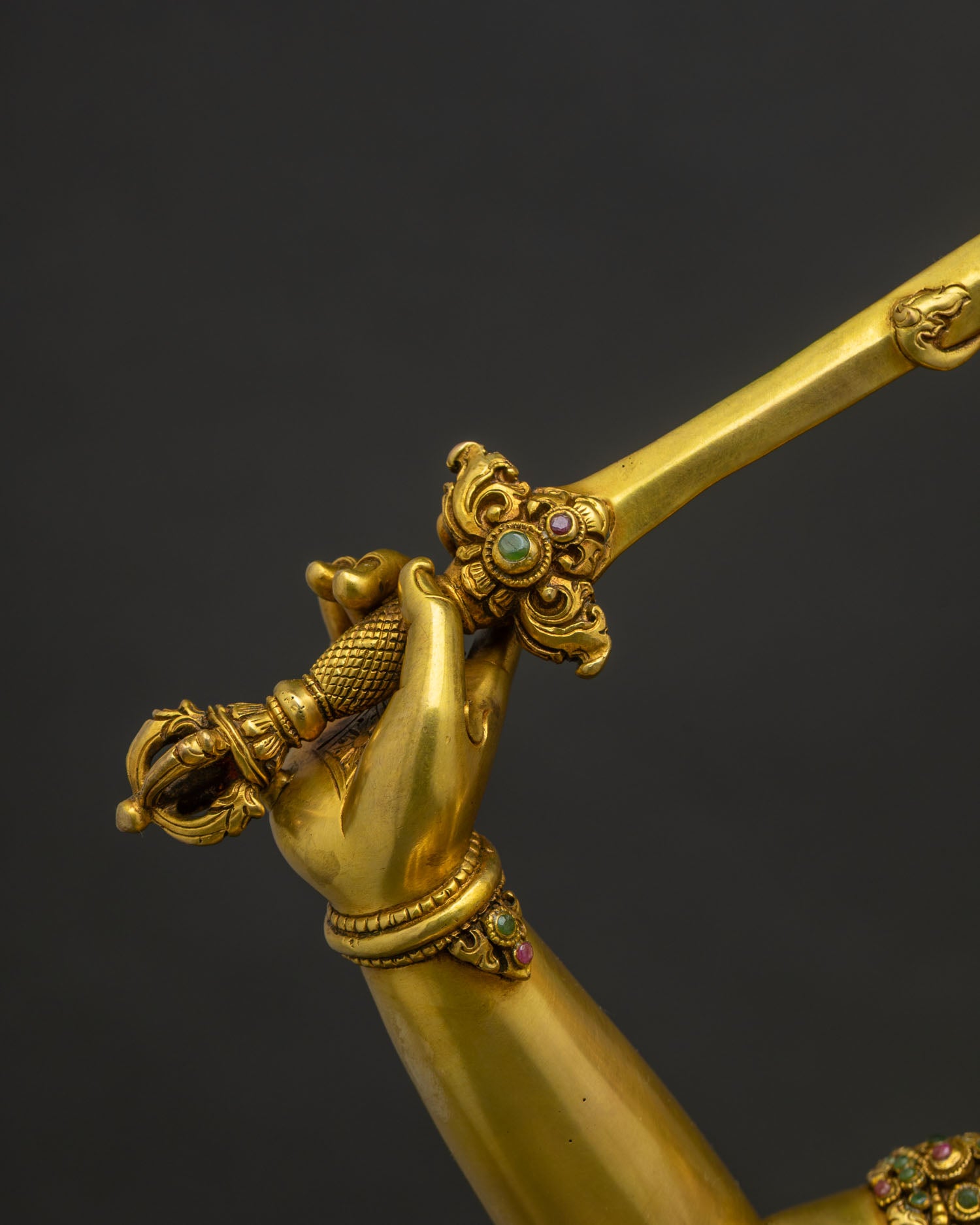 Large Size Manjushri Statue | 24K Gold Fire-Gilded Copper Sculpture