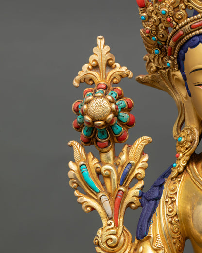 Green Tara Statue | Traditional Newari Craftsmanship