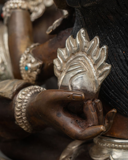 Dzambhala with Consort Statue | Lost-Wax Buddhist Art from Nepal