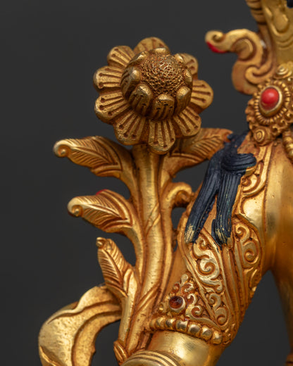 Green Tara with Throne Statue | Goddess of Compassion and Protection