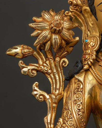 Compassionate Green Tara Statue | Lost Wax Casted Copper Sculpture