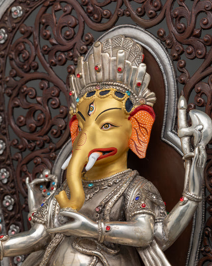 Ganesh With Throne Statue