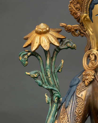 Green Tara Statue | Handmade Copper Art for Spiritual Practice