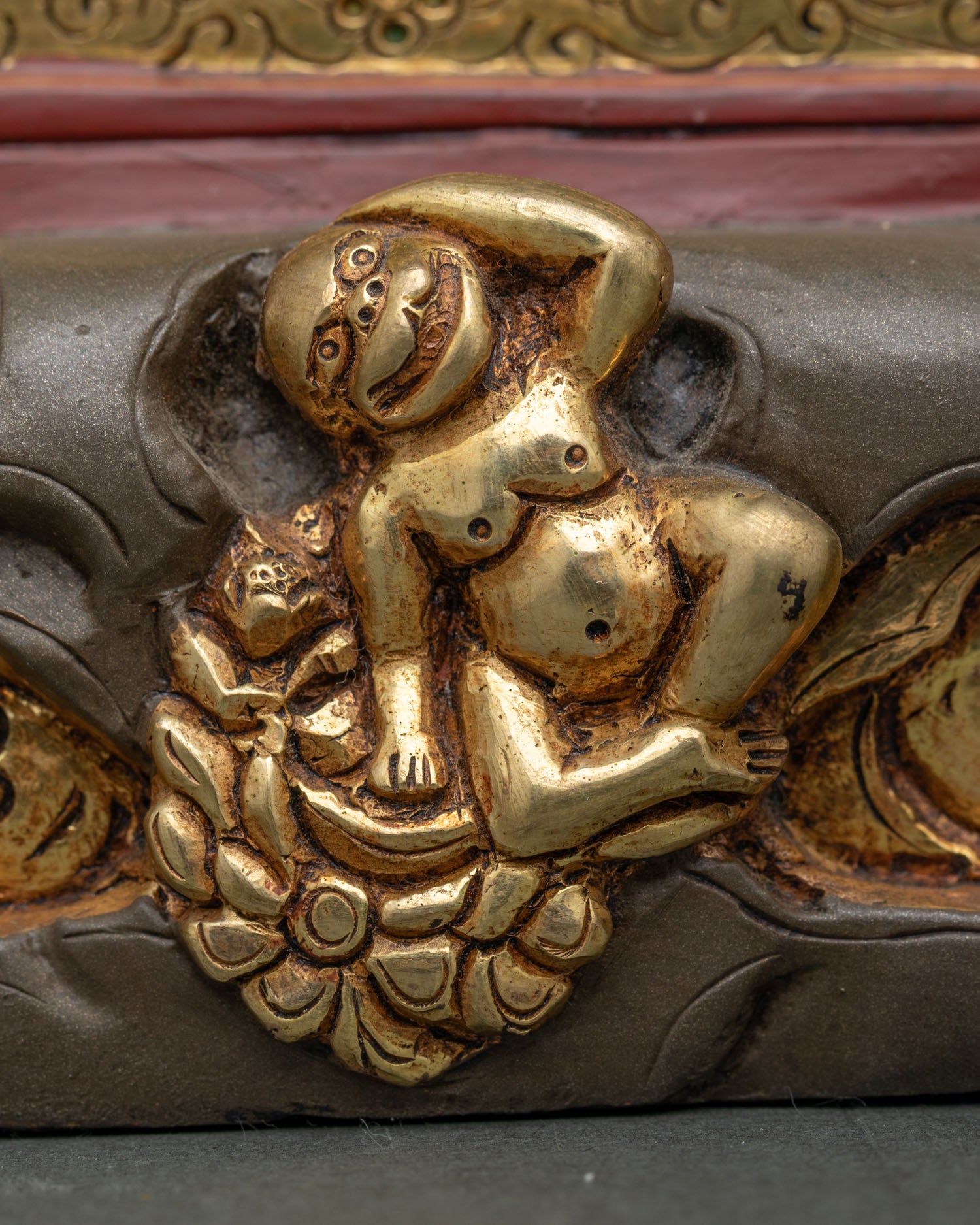 Medicine Buddha Statue With Throne & Five Dhyani Buddhas