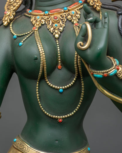 Standing Green Tara Statue | Large Buddhist Shrine Decor