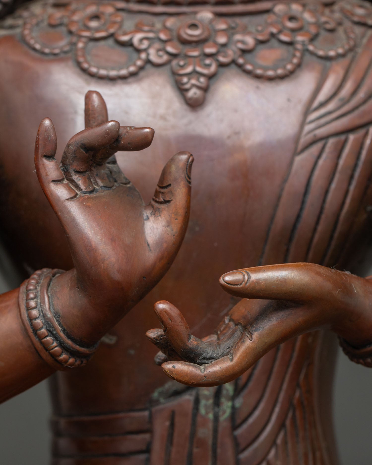 Japanese Chundi (Juntei Kannon) Statue | Oxidized Copper Buddhist Art