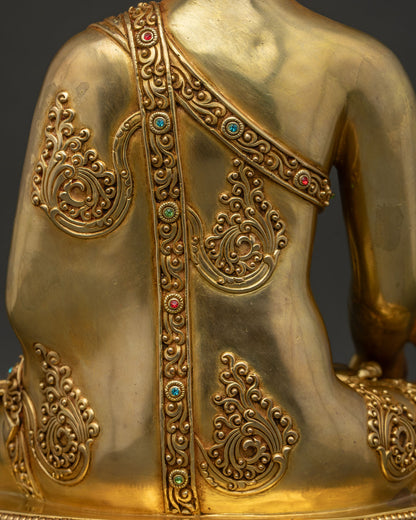 Medicine Buddha Statue | 24K Gold Gilded Copper Art