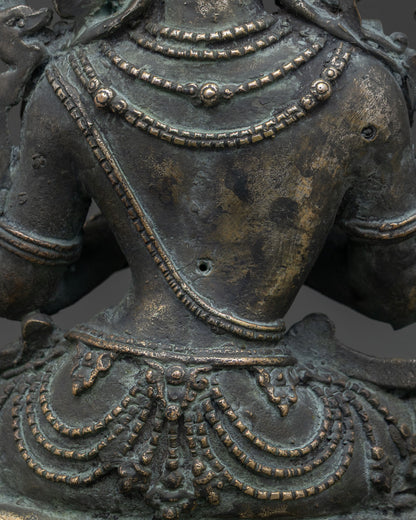 Simhanada Manjushri Statue | Antique-Finish Bronze Sculpture