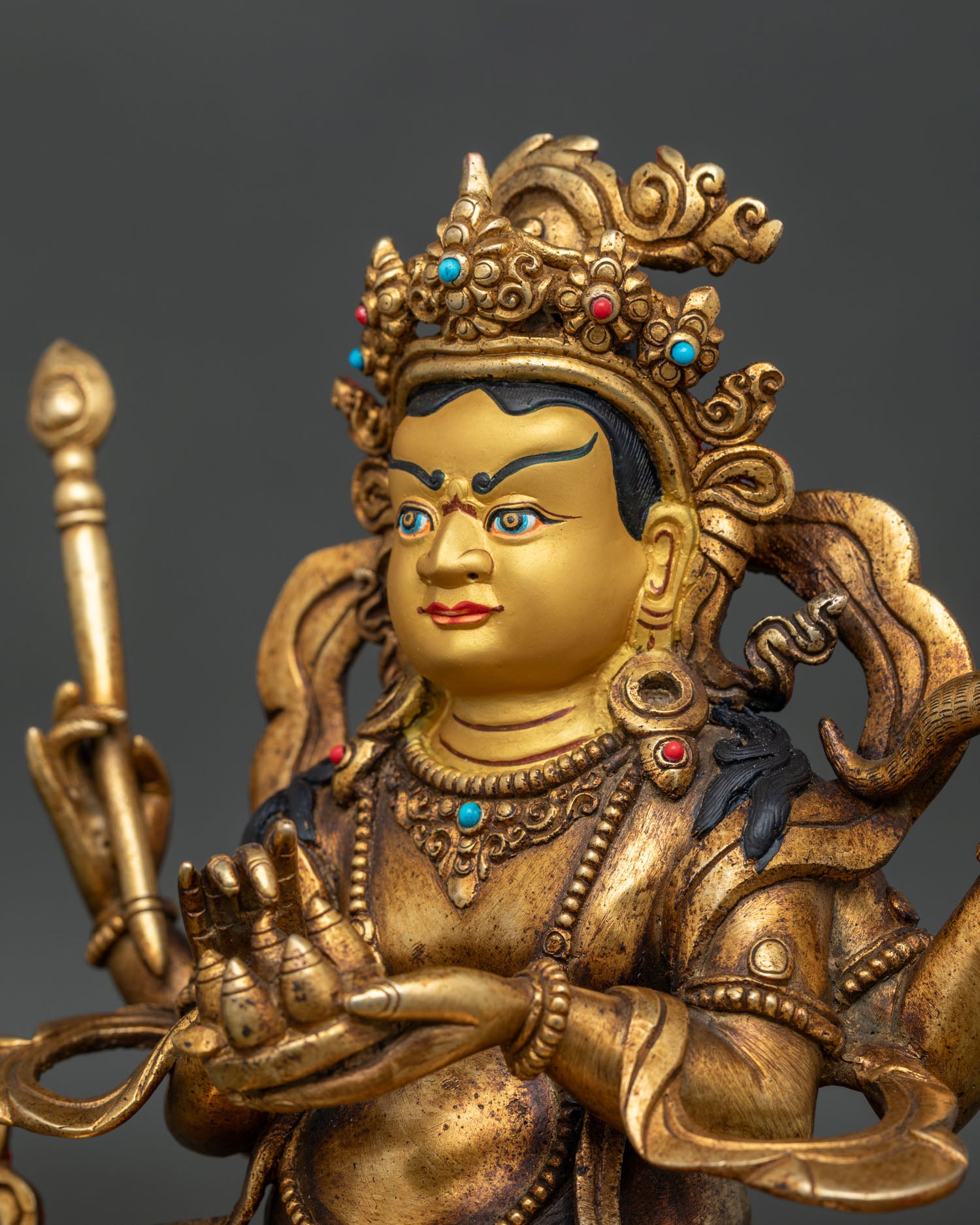 Dzambhala Statue | Gold Fire-Gilded Wealth Deity Sculpture
