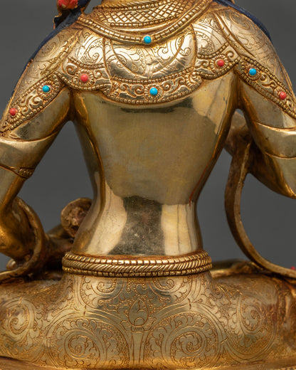 Nepalese Dorje Sempa Sculpture | 24K Gold Fire-Gilded Copper Figurine