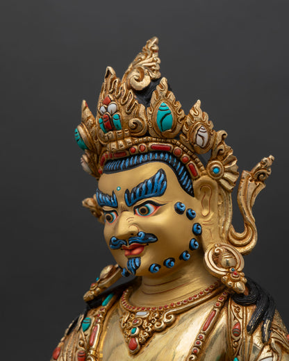 Dzambhala Wealth Deity | Gold Gilded Buddhist Statue