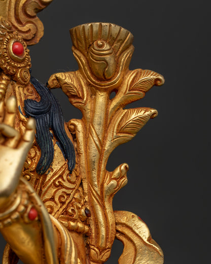 Green Tara with Throne Statue | Goddess of Compassion and Protection