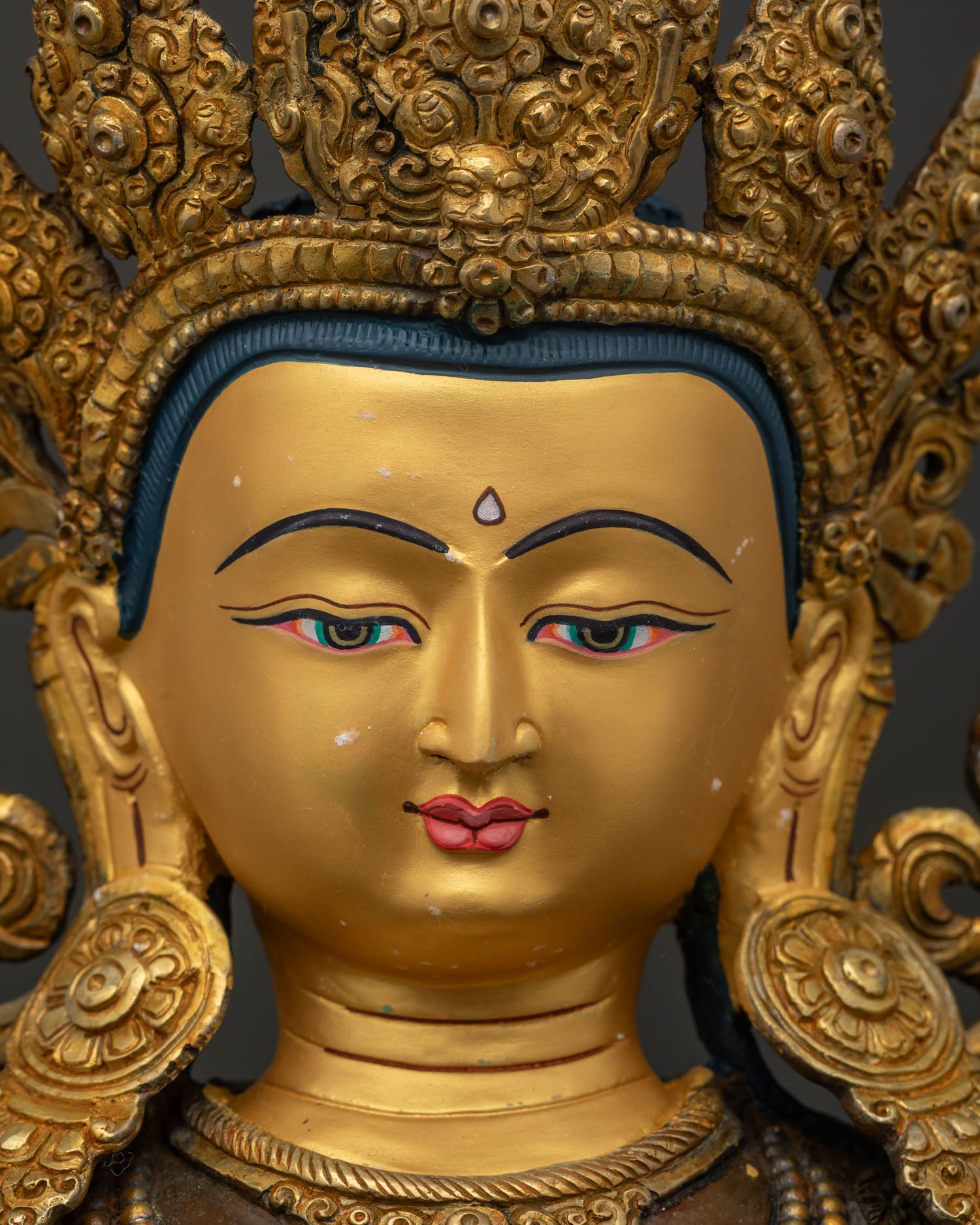 Manjushri Statue from Nepal | Oxidized Copper & Gold Sacred Art