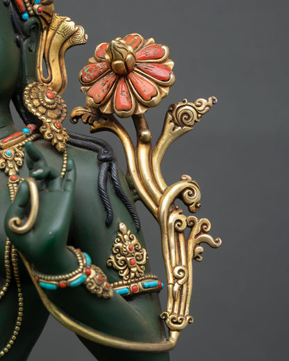 Standing Green Tara Statue | Large Buddhist Shrine Decor