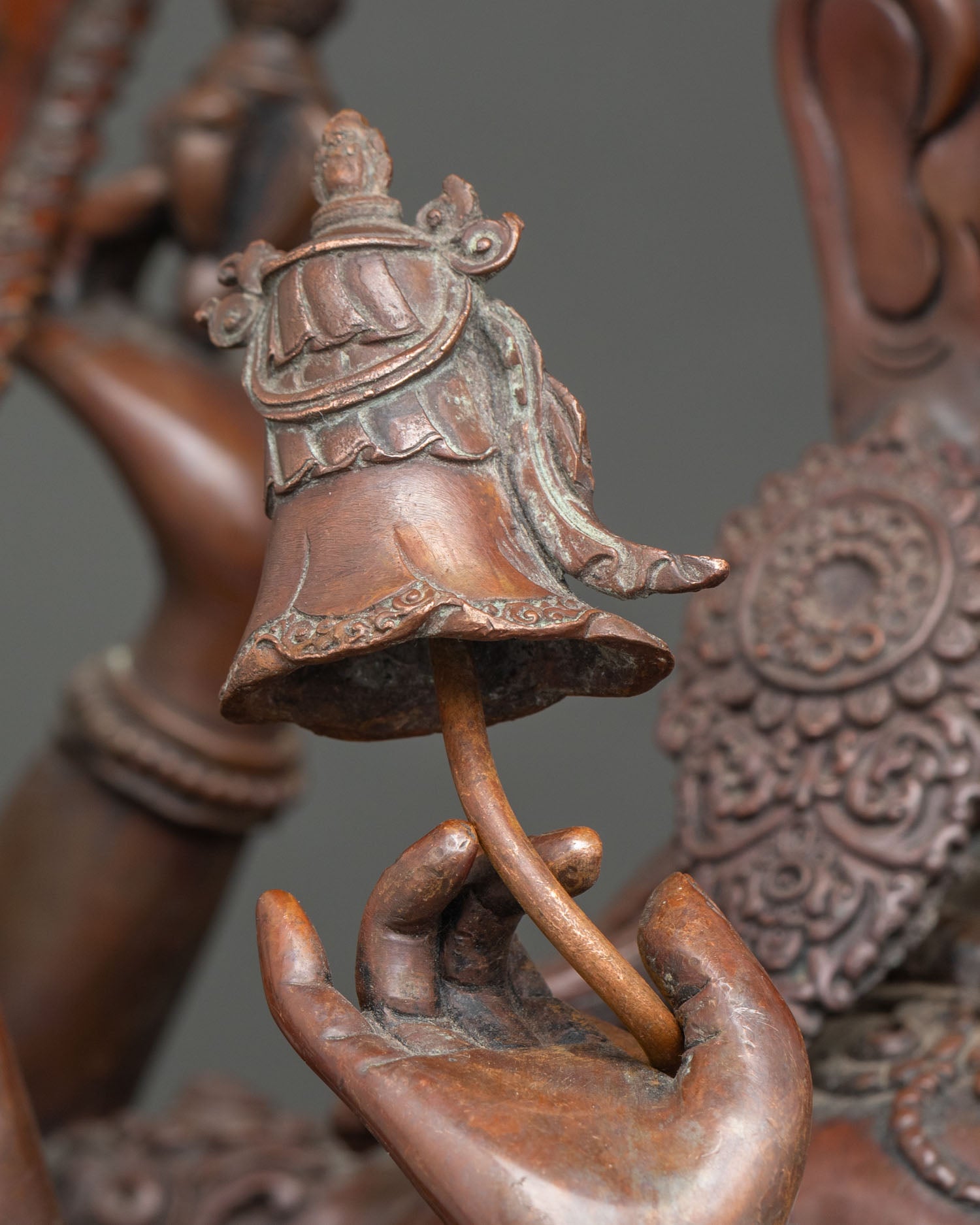 Japanese Chundi (Juntei Kannon) Statue | Oxidized Copper Buddhist Art