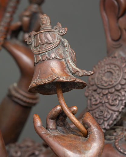 Japanese Chundi (Juntei Kannon) Statue | Oxidized Copper Buddhist Art