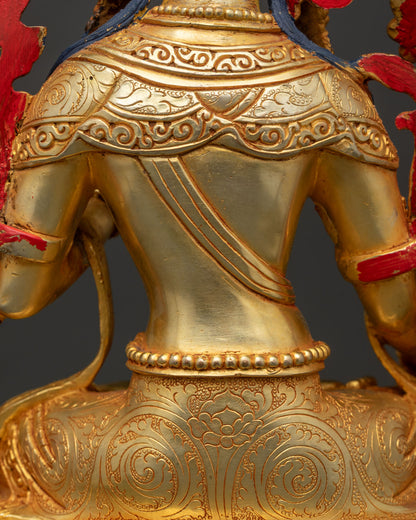 White Tara with Throne Statue | Seven Eyed Goddess of Compassion