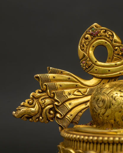 Large Size Manjushri Statue | 24K Gold Fire-Gilded Copper Sculpture