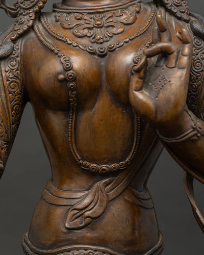 Traditional Green Tara Statue | Chemically Oxidized Copper Sculpture