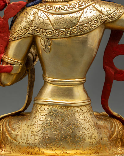 Manjushree Statue from Nepal | Gold Gilded Copper Artwork