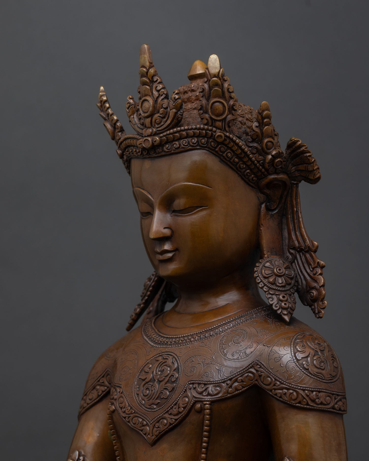 Crown Shakyamuni Buddha Statue | Buddhist Altar Decor