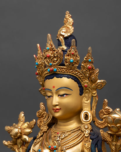 Green Tara Statue – Sacred Tibetan Mother of Liberation