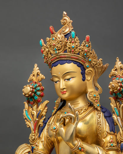 Green Tara Statue | Traditional Newari Craftsmanship