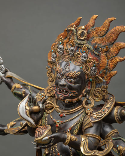 Authentic Six Armed Mahakala Copper Statue | Handmade in Nepal