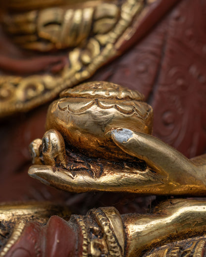 Medicine Buddha Statue With Throne & Five Dhyani Buddhas