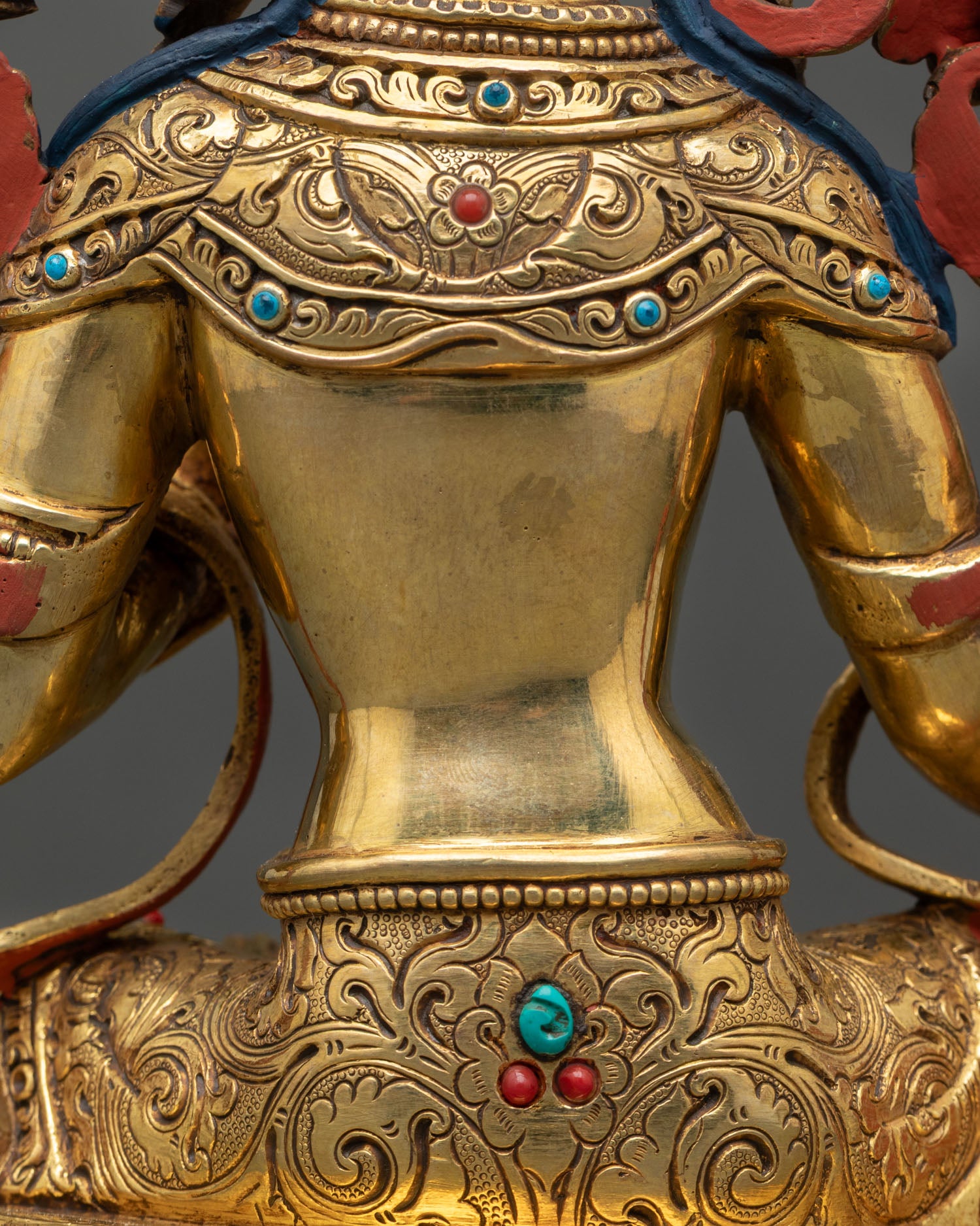 Elegant Green Tara | Gold Gilded Copper Tara Statue